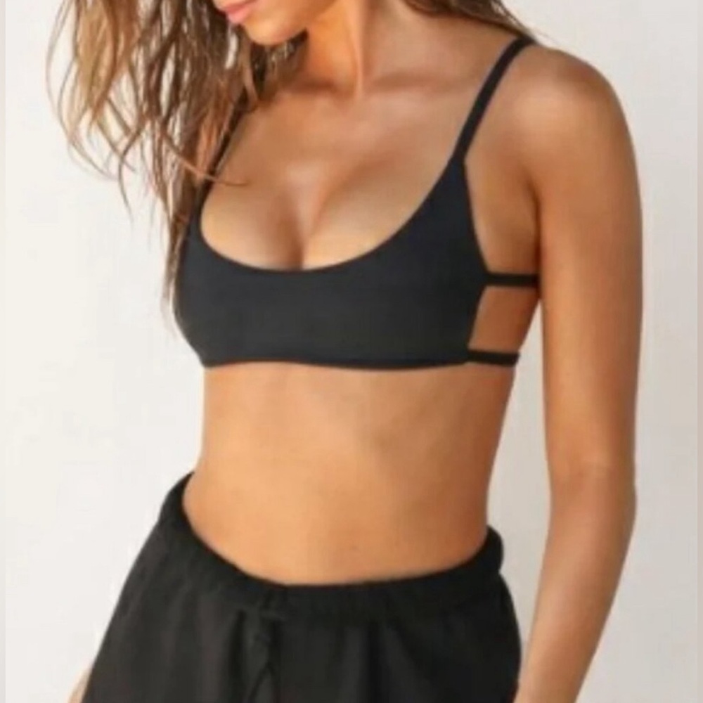 JOAH BROWN Cage Bra in Sueded Onyx S/M